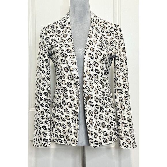 JOIE Anilah 100% Linen Leopard Print Cappuccino Beige Blazer Jacket Sz 2 - Picture 1 of 11